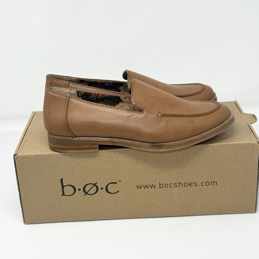 Born BOC Womens Camel Brown Loafers Size 6.5M Vegan Leather Bailey Shoes Classic